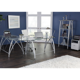 Realspace Vista 4-Shelf Glass Bookcase, Clear/Silver