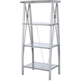 Realspace Vista 4-Shelf Glass Bookcase, Clear/Silver