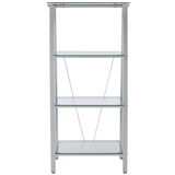 Realspace Vista 4-Shelf Glass Bookcase, Clear/Silver
