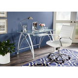 (Scratch & Dent) Realspace Vista Glass Computer Desk, Silver