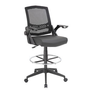 Black Flip Arm Mesh Drafting Stool