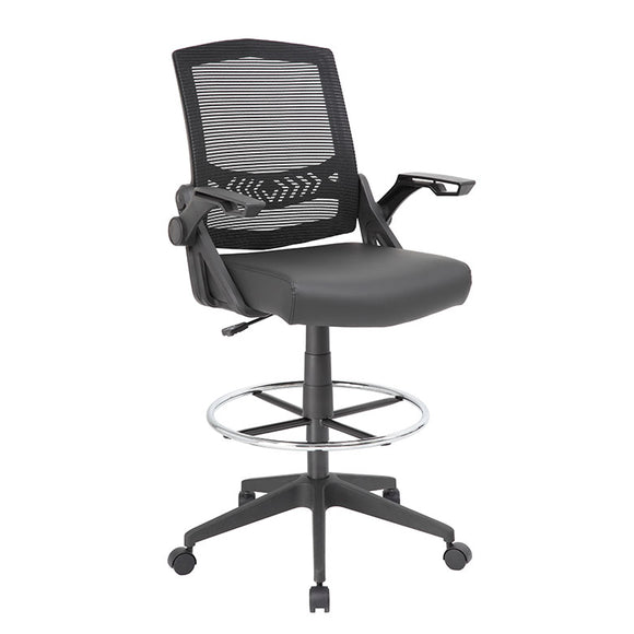 Black Flip Arm Mesh Drafting Stool