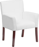 Executive Leather Guest Chair with Mahogany Wood Legs