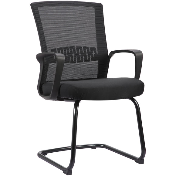 Haley II Ergonomic Mesh Visitor Sled Based Chair, Jet Black