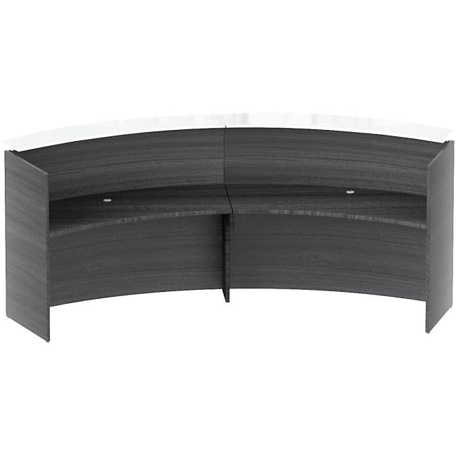 Chiarezza Curved Reception Desk with White Glass Counter Top