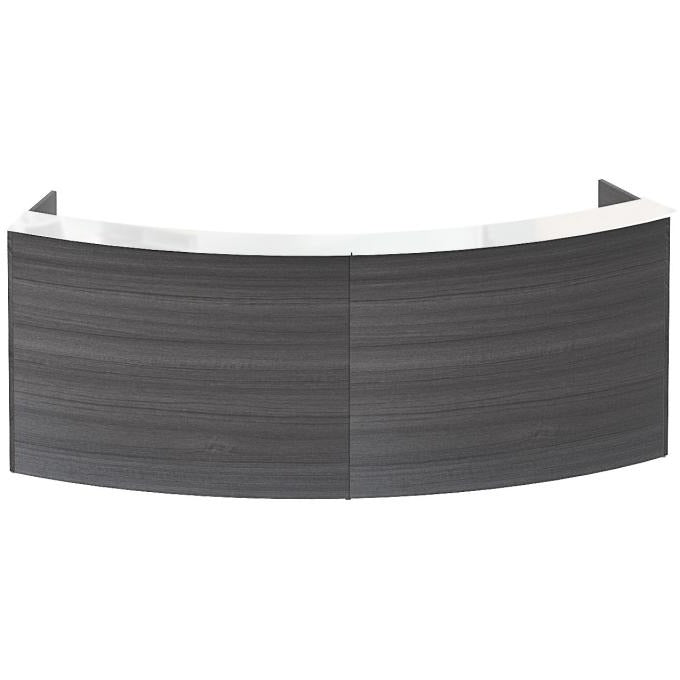 Chiarezza Curved Reception Desk with White Glass Counter Top