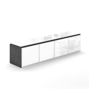 Chiarezza Wall Mounted Hutch with White Glass Doors