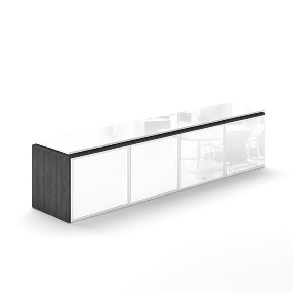 Chiarezza Wall Mounted Hutch with White Glass Doors