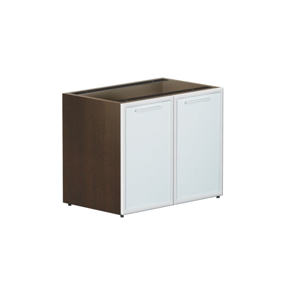 Chiarezza 2 Door Storage Cabinet, White Glass Doors, Without Top