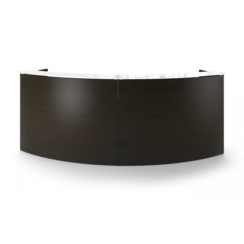 Chiarezza Curved Reception Desk with White Glass Counter Top