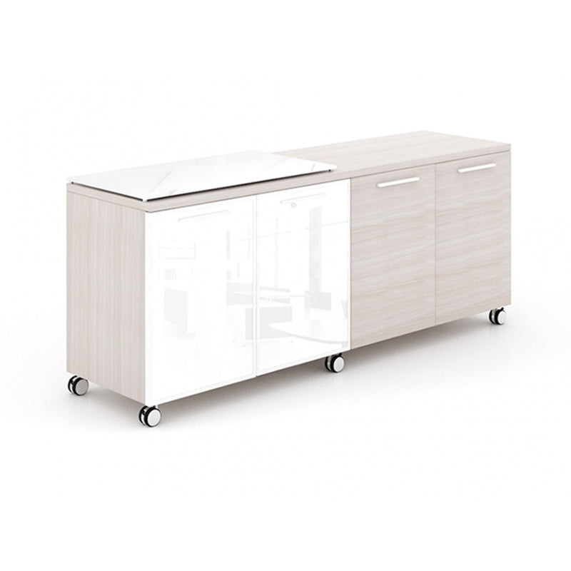 Chiarezza 4 Door Mobile Credenza Semi Glass Floated-Top