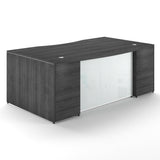 Chiarezza Bow Front Desk Shell w/ White Glass Modesty Panel