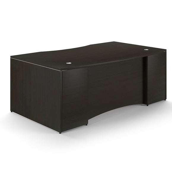Chiarezza Bow Front Desk Shell With Laminate Modesty Panel