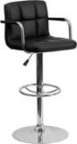 Contemporary Quilted Vinyl Adjustable Height Barstool