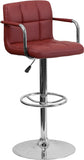 Contemporary Quilted Vinyl Adjustable Height Barstool