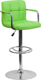 Contemporary Quilted Vinyl Adjustable Height Barstool