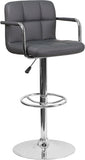Contemporary Quilted Vinyl Adjustable Height Barstool
