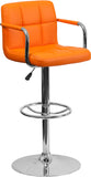 Contemporary Quilted Vinyl Adjustable Height Barstool