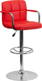 Contemporary Quilted Vinyl Adjustable Height Barstool