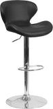 Contemporary Vinyl Adjustable Height Barstool with Curved Back and Chrome Base