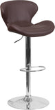 Contemporary Vinyl Adjustable Height Barstool with Curved Back and Chrome Base