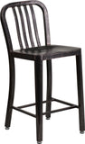 30'' High Silver Metal Indoor-Outdoor Barstool with Vertical Slat Back