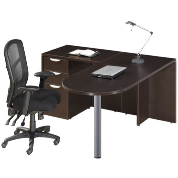 Empresario L-Shaped Bullet Desk Workstation with Box/Box/File Pedestal