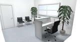 Sheridan 4-Ft. Reception Desk Shell with Super White Glass Top, 48"Wide x 24"D x 42"H, White