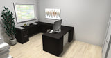 Chiarezza Double Pedestal U-Shaped Desk with Glass Accents