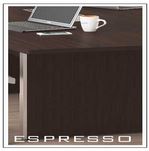 Chiarezza Executive U-Shaped Desk with Overhead Hutch and White Glass Accents