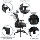 Kerze Ergonomic Mesh Managerial Task Chair, Black