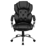 High Back Transitional Style Black LeatherSoft Executive Swivel Office Chair with Arms