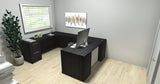 Chiarezza Double Pedestal U-Shaped Desk with Glass Accents