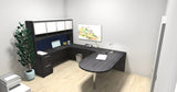Chiarezza U-Shaped Bullet End Desk W/ Hutch