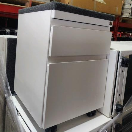 Used Haworth Mobile Box/File Metal Pedestals with Charcoal Grey Cushion, Plaster Paint