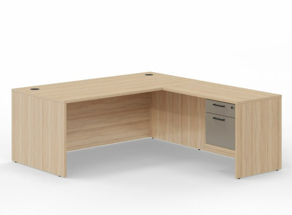 Leah Manager L-Shaped Desk with Locking Hanging Box/File Pedestal Drawers, 63