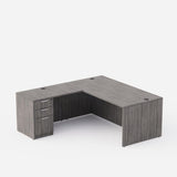 Sheridan Executive L-Shaped Desk with Locking Box/Box/File Pedestal Drawers, 72"Wide x 78"D, Stone Gray
