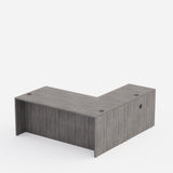 Sheridan Executive L-Shaped Desk with Locking Box/Box/File Pedestal Drawers, 72"Wide x 78"D, Stone Gray