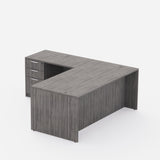 Sheridan Executive L-Shaped Desk with Locking Box/Box/File Pedestal Drawers, 72"Wide x 78"D, Stone Gray