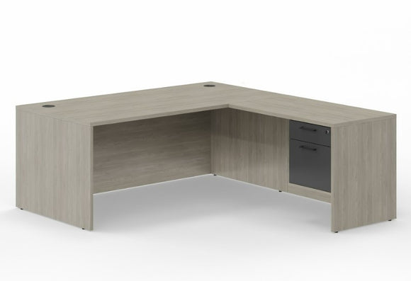 Leah Manager L-Shaped Desk with Locking Hanging Box/File Pedestal Drawers, 63