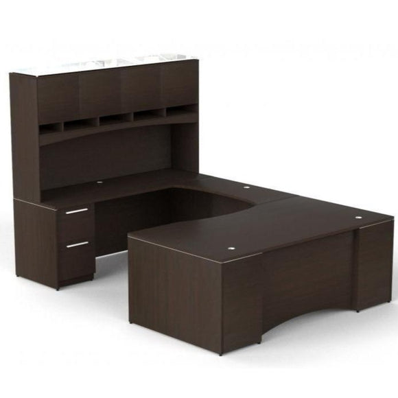 Chiarezza Executive U-Shaped Desk with Overhead Hutch