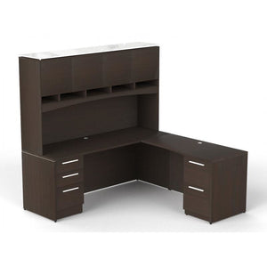 Chiarezza L-Shaped Desk w/ Hutch & Two Pedestals