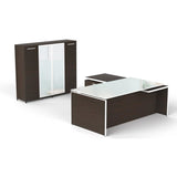 Chiarezza Split Level Executive Desk with Storage Closet