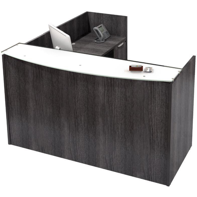 Empresario Reception L-Shaped Desk Shell with Glass Counter