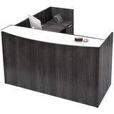Empresario Reception L-Shaped Desk Shell with Glass Counter