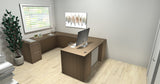 Chiarezza Double Pedestal U-Shaped Desk with Glass Accents