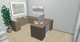 Chiarezza Double Pedestal U-Shaped Desk with Glass Accents