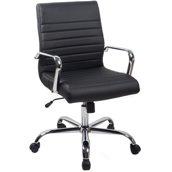 RealBiz Gen3 Modern Comfort Series Mid-Back LeatherPro Chair, Jet Black