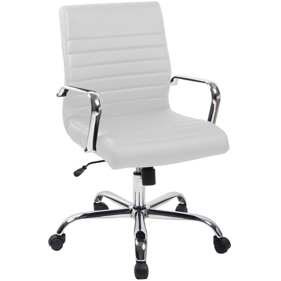 RealBiz Gen2 Modern Comfort Series Mid-Back  LeatherPro Chair, Pure White