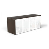 Chiarezza Storage Credenza with White Glass Doors